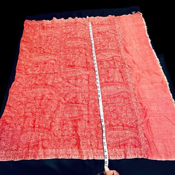 Valerie Stevens Woven Wool Pink Paisley Wrap Shawl Scarf 35” x 67” approx. - Picture 9 of 9